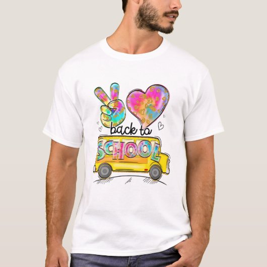 T-shirt Peace Love Conducteur De Bus À L'École (Devant)