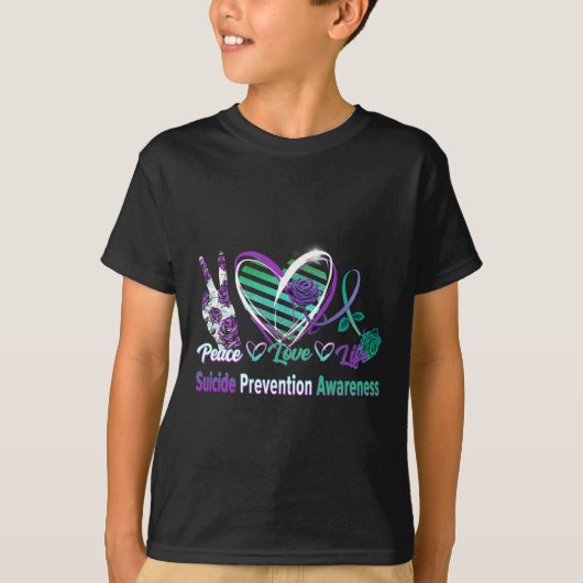 T-shirt Peace Love Conscience du suicide Semi-Colon Cadeau (Devant)