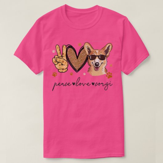 T-shirt Peace Love Corgi (Design devant)