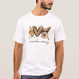 T-shirt Peace Love Corgi mignonne Pet Fête des mères prése