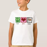 T-shirt Peace Love Corgi Photo Enfants<br><div class="desc">Un joli cadeau de Noël pour les propriétaires de corgi avec un joli signe de paix vert,  le coeur rouge et un beau chien de corgi pembroke.</div>
