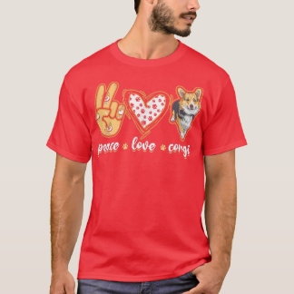 T-shirt Peace Love Corgiwelsh corgi