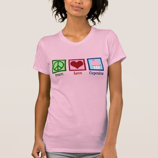 T-shirt Peace Love Cupcakes Cute Cupcake (Devant)