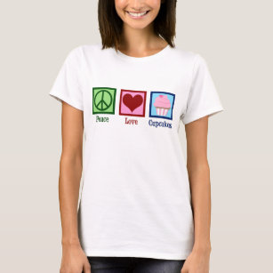 T-shirt Peace Love Cupcakes mignonne Baker femmes