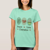 T-shirt Peace Love Cupcakes Ringer (Devant)
