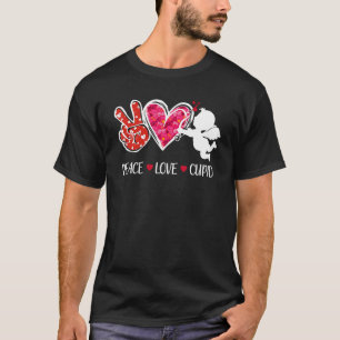 T-shirt Peace Love Cupid Cute Red Leopard Valentine's Day