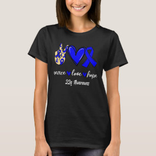 T-shirt Peace Love Cure 22q Blue Ribbon Awareness 1