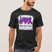 T-shirt Peace Love Cure Alzheimers Maladie (Devant)