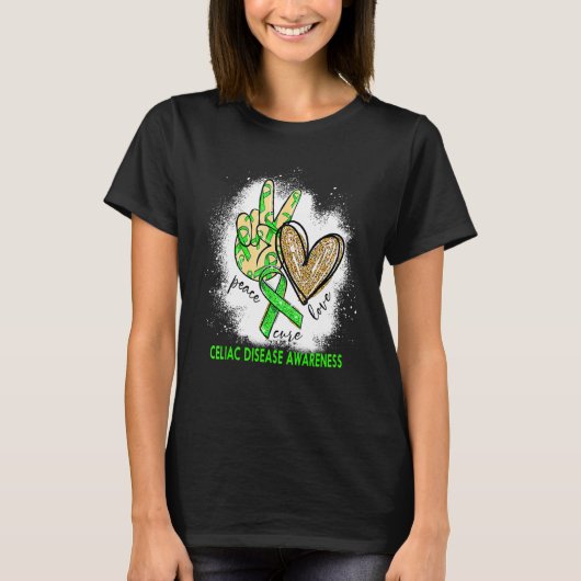 T-shirt Peace Love Cure Bleached Celiac Sensibilisation au (Devant)