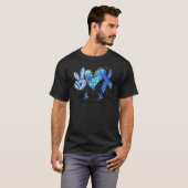 T-shirt Peace Love Cure Blue Ribbon Dyspraxia Awareness  1 (Devant entier)