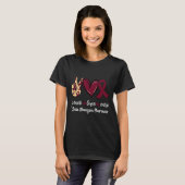 T-shirt Peace Love Cure Cerveau Aneurysme Bourgogne Ruban (Devant entier)