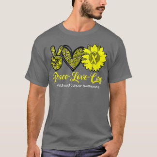 T-shirt Peace Love Cure-Childhood Sensibilisation au cance