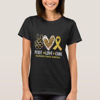 T-shirt Peace Love Cure Chilhood Cancer Awareness Leopart