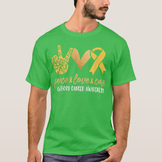 T-shirt Peace Love Cure Chilhood Cancer Awareness Ruban