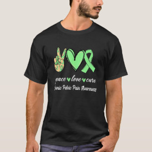 T-shirt Peace Love Cure Chronique Pelvic Pain Ribbon