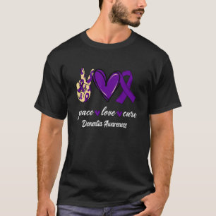 T-shirt Peace Love Cure Démence Purple Ribbon Sensibilisat