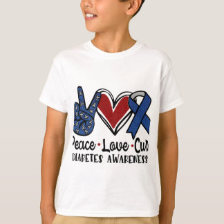 T-shirt Peace Love Cure Diabète Sensibilisation