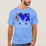 T-shirt Peace Love Cure Diverticulitis Blue Ribbon Award<br><div class="desc">Peace Love Cure Diverticulitis Blue Ribbon Awareness.</div>