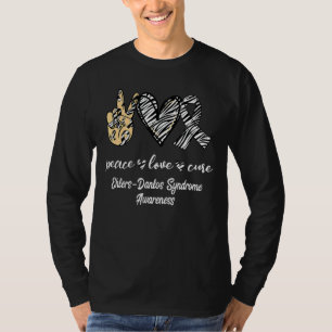 T-shirt Peace Love Cure Ehlers Syndrome Danlos Zebra Aware