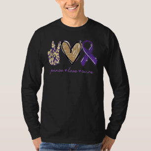 T-shirt Peace Love Cure Epilepsy Awareness Ribbon Warrier