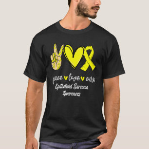 T-shirt Peace Love Cure Epithélioïde Sarcoma Ruban jaune