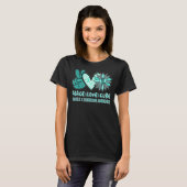 T-shirt Peace Love Cure Fragile X Syndrome Turquoise Ruban (Devant entier)