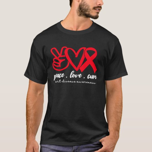 T-shirt Peace Love Cure Heart Disease Awareness Month For  (Devant)