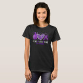 T-shirt Peace Love Cure ITP Sensibilisation Ribbon violet (Devant entier)