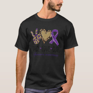 T-shirt Peace Love Cure Leopard Alzheimer Sensibilisation