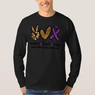 T-shirt Peace Love Cure Leopard Heart World Elder Abuse Aw