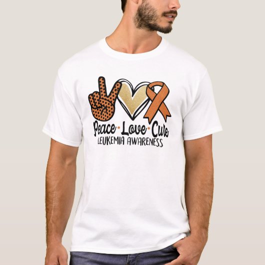 T-shirt Peace Love Cure Leukemia Sensibilisation Cancer So (Devant)