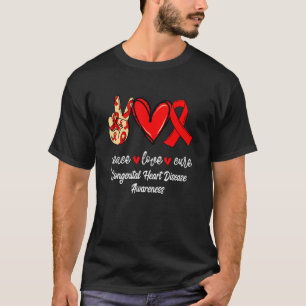 T-shirt Peace Love Cure Maladie cardiaque congénitale Ruba