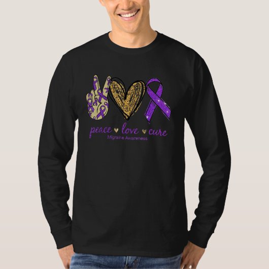 T-shirt Peace Love Cure Migraine (Devant)