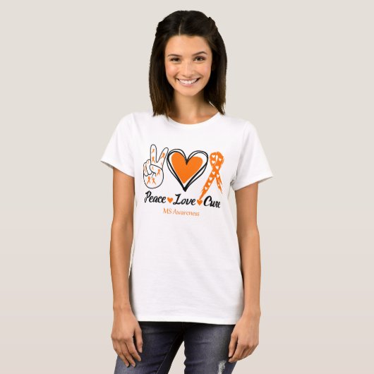 T-shirt Peace Love Cure MS Awareness (Devant entier)