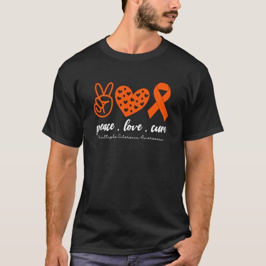 T-shirt Peace Love Cure Multiple Sclerosis Pour Hommes Fem (Devant)
