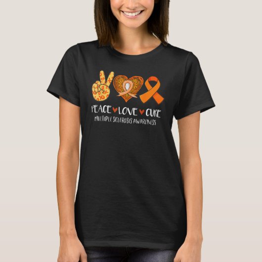 T-shirt Peace Love Cure Multiple Sclerosis Sensibilisation (Devant)