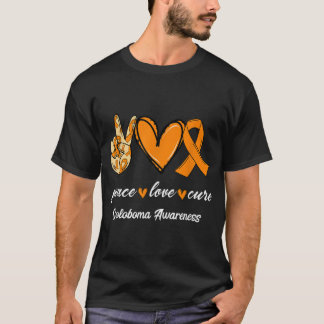 T-shirt Peace Love Cure Orange Ribbon Coloboma Sensibilisa
