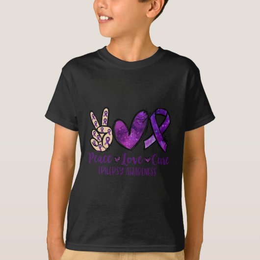 T-shirt Peace love Cure Overdose Awareness Ruban (Devant)
