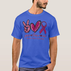T-shirt Peace Love Cure Pink Ribbon Cancer du sein Lauréat