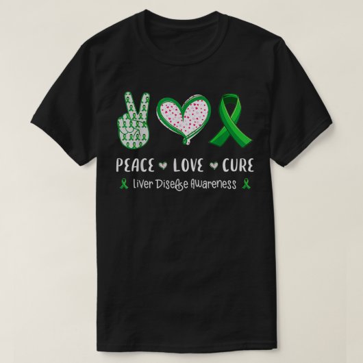 T-shirt Peace Love cure Sensibilisation aux maladies du fo (Design devant)