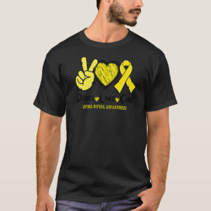 T-shirt Peace Love Cure Spina Bifida Sensibilisation Ribb