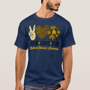 T-shirt Peace Love Cure Tournesol Enfance Cancer