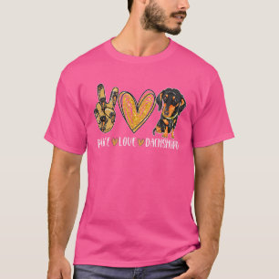T-shirt Peace Love Dachshund mignon chien