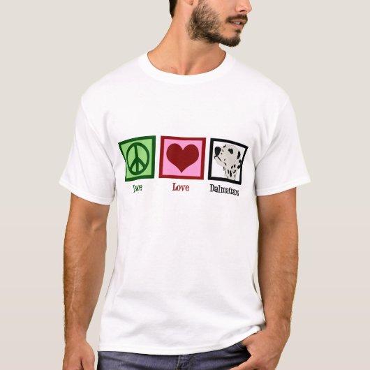 T-shirt Peace Love Dalmatiens (Devant)