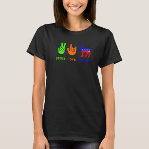 T-shirt Peace Love Democrat Donkey Midterm Election Polit