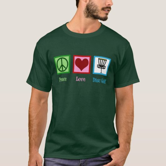 T-shirt Peace Love Disk Golf (Devant)