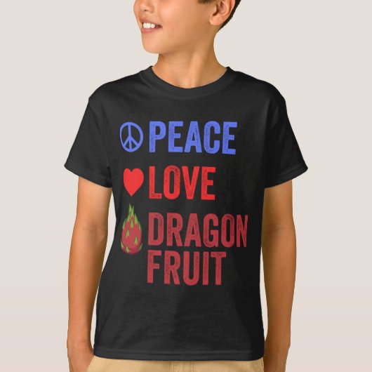 T-shirt Peace Love Dragon Fruit Populaire Pitahaya Fruit L (Devant)