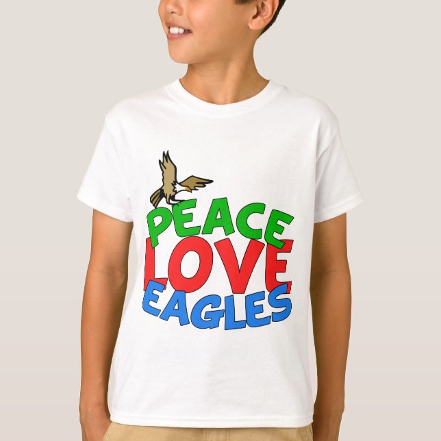 T-shirt Peace Love Eagles Cool Bald Eagle Enfants (Devant)