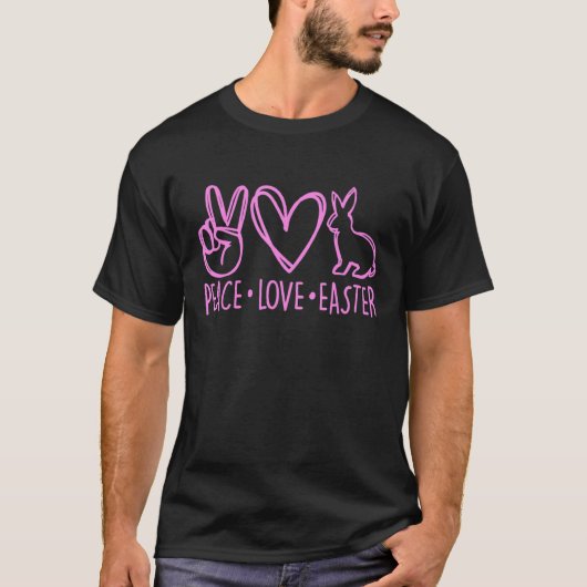 T-shirt Peace Love Easter Cute Bunny Oeufs Joyeux Pâques (Devant)