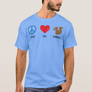 T-shirt Peace Love écureuils est gris japonais Fo Squi